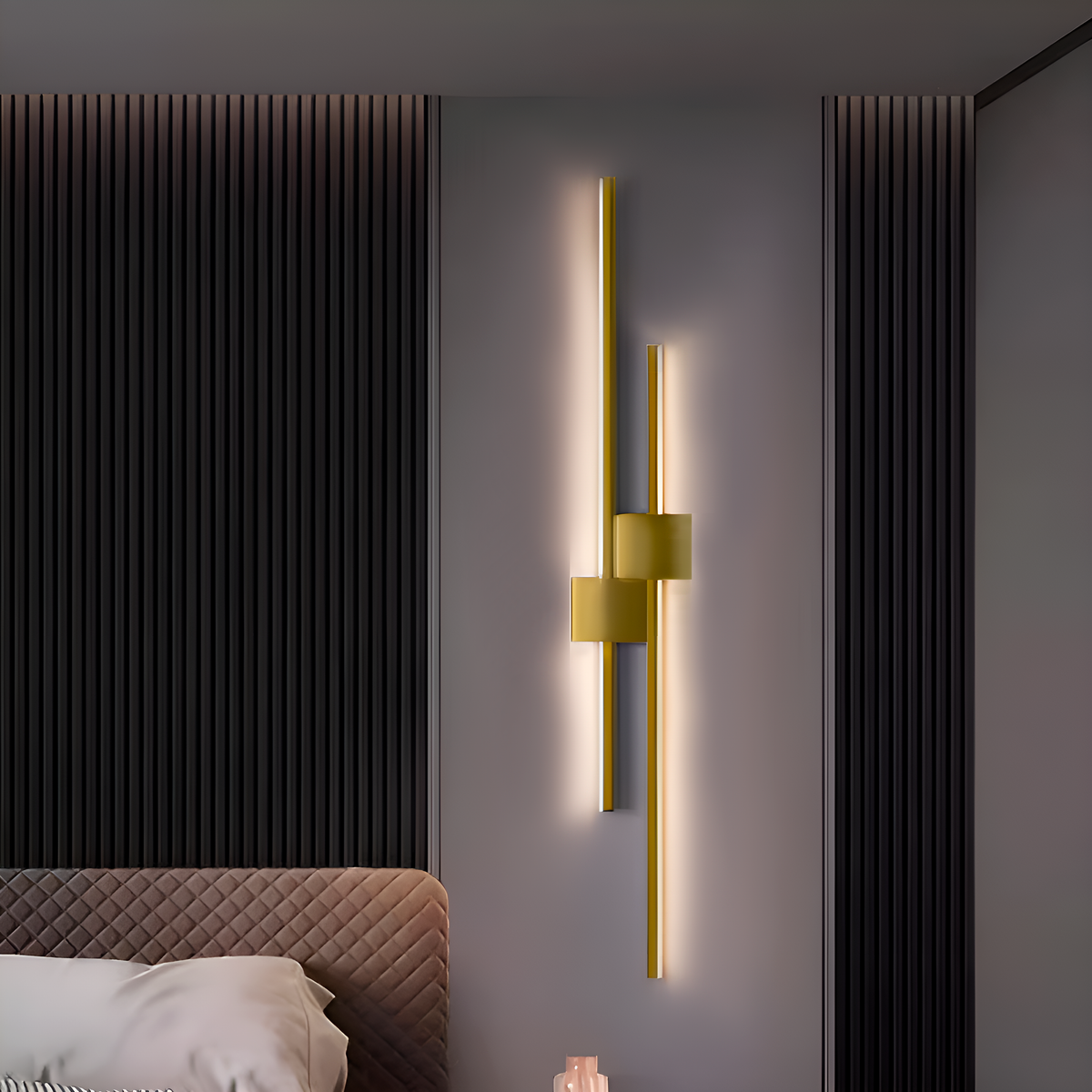 Бра лінійне Double lines square H60 / H80 / H100 cm Led 3000-6000K Gold 250419-100004359