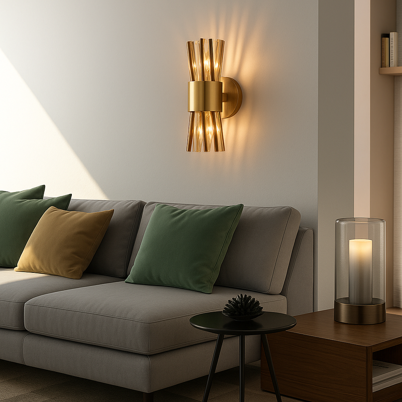 Настінний світильник Tube Shine H-35cm D-12cm Е14x2 Gold 250617-100005116