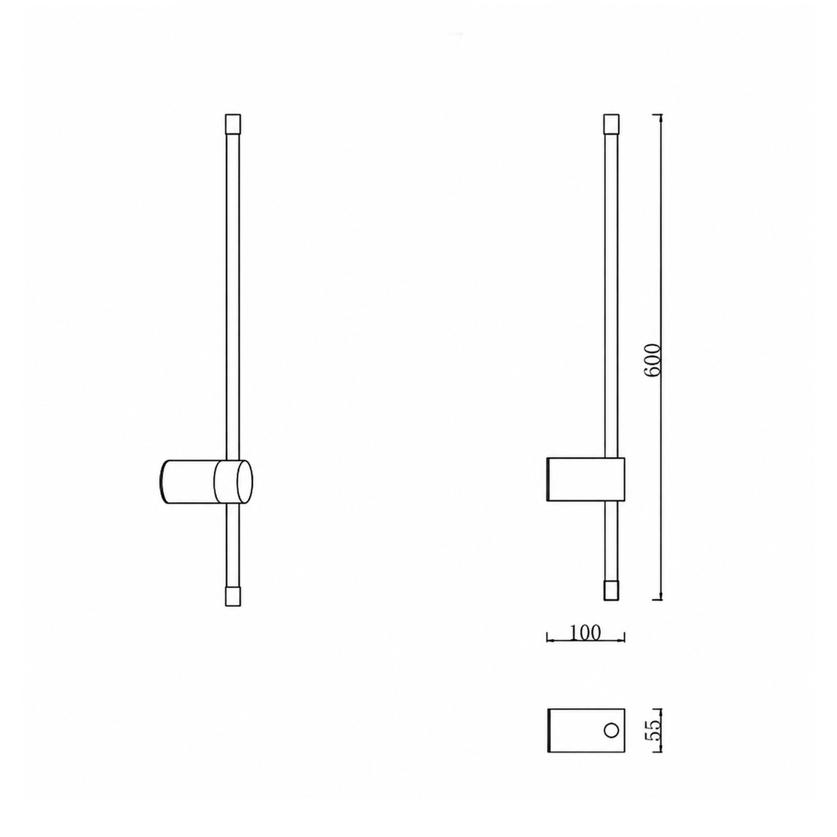 Настінний білий світильник H-60 cm / 90 cm / 125 cm Led 7W / 9W / 12W 4000К White Pipe Line 260836-100008724