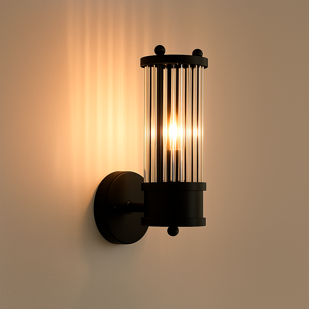 Бра настінне чорний світильник зі скла H-28cm E14 40W Black Torch Lamp 250558-100004918