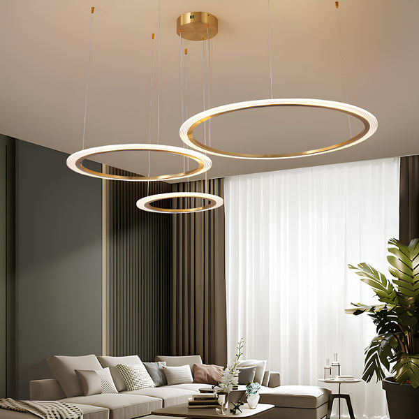 Люстра підвісна золоті / чорні кільця Led 100W 3000К Black / Gold Longi Circle 230320-100001467