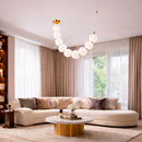 Люстра золота з білими матовими плафонами L-180 /210 /250 /280 /330 cm Led Gold+White Pearls 260118-100007019