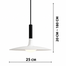 Світильник підвісний чорно-білий H - 180 cm D - 25 cm Led 7,5W 3000K Black + White Hood 260866-100008521