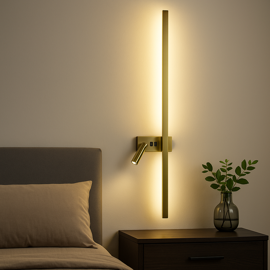 Настінні світильники з вимикачем на корпусі Strong line spot H-120cm Led 22W + 4W 4000K Left / Right Gold 250318-100004242