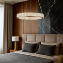 Люстра золота кільцева з кришталевим плафоном з візерунком D-50 cm / D-60 cm  Led 59W / 69W Gold Crystal Lattice Nice 251235-100006778