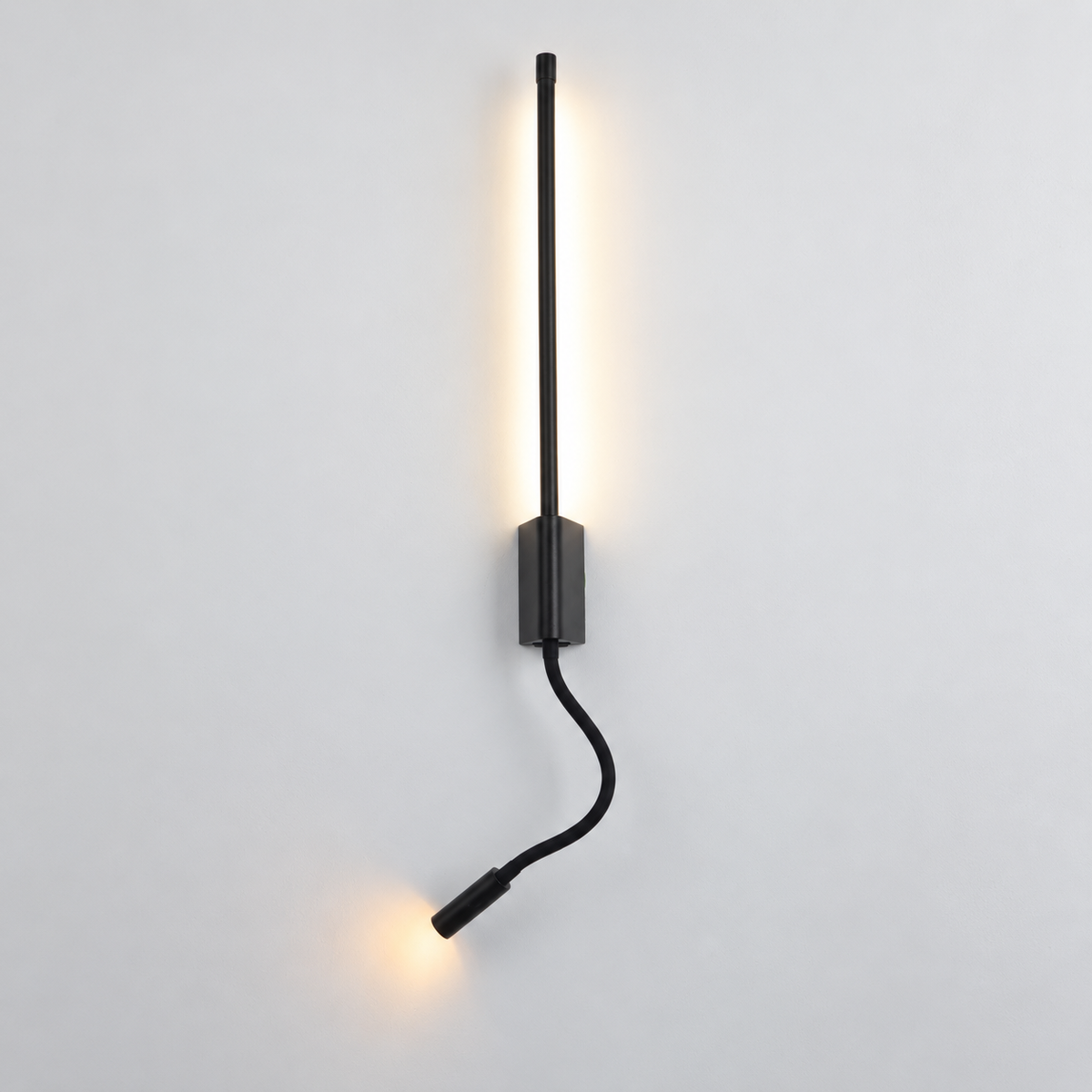 Світильник настінний чорний з направленим спотом H - 53 cm / 73 cm / 93 cm Led 6W / 8W / 12W 4000K Black Pipe Line Flex 260936-100008939