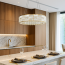 Люстра підвісна срібна світлодіодна зі скляним плафоном L-50 cm Led 38W Gold+Transparent Crystal diamond 251135-100006620