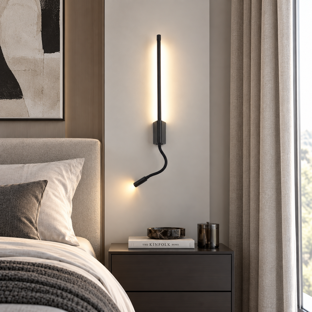 Світильник настінний чорний з направленим спотом H - 53 cm / 73 cm / 93 cm Led 6W / 8W / 12W 4000K Black Pipe Line Flex 260936-100008939