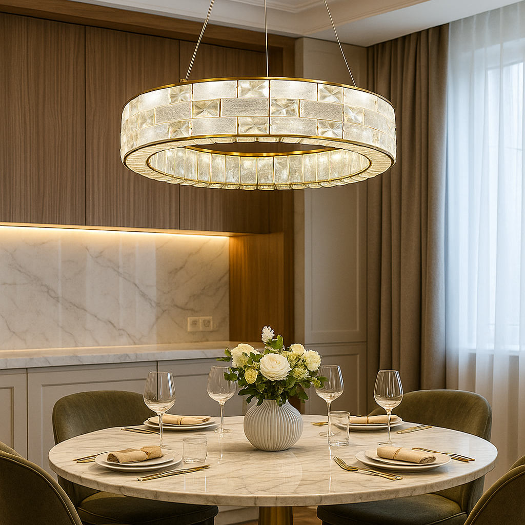 Люстра підвісна золота світлодіодна зі скляним плафоном L-50 cm Led 38W Gold+Transparent Crystal diamond 251135-100006620