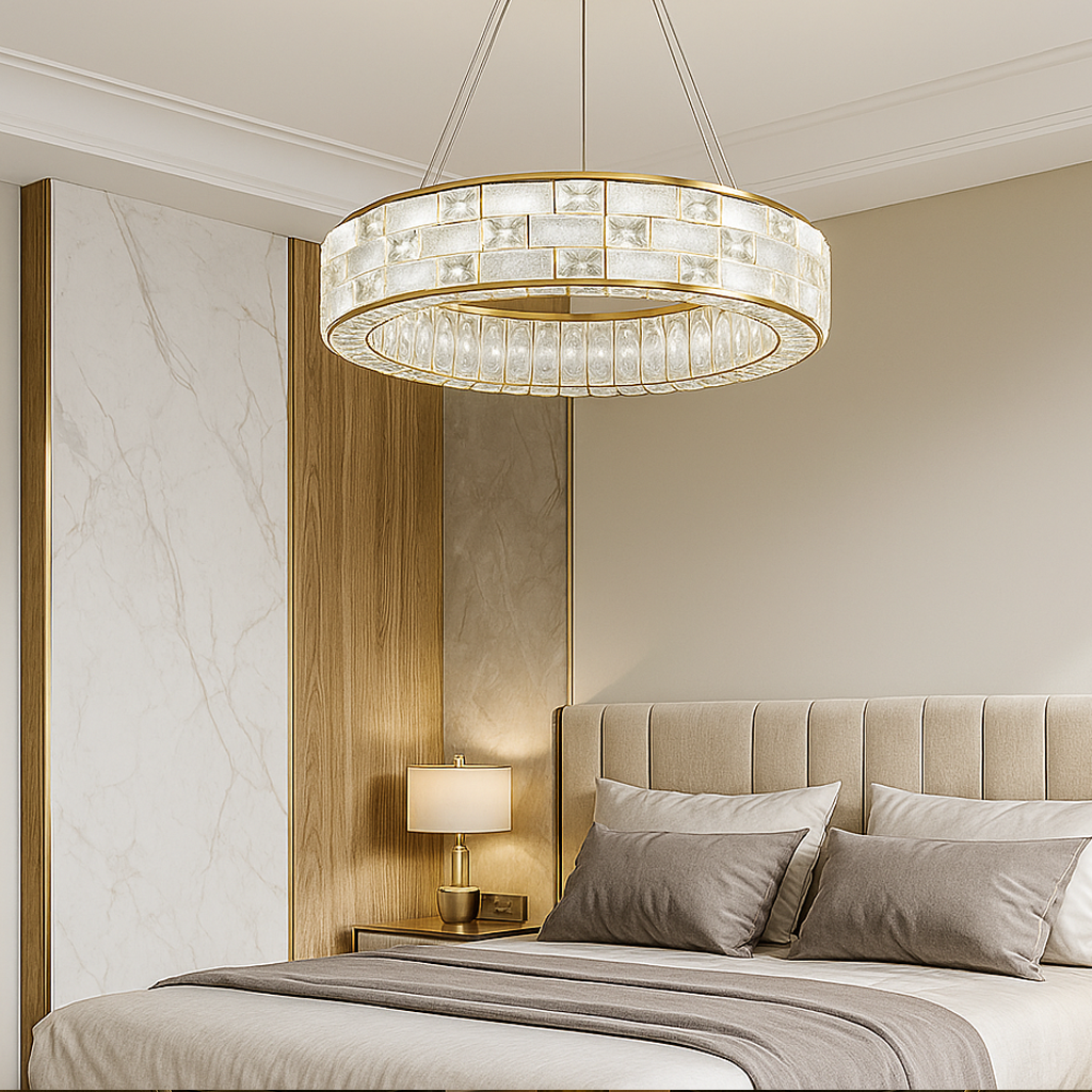 Люстра підвісна золота світлодіодна зі скляним плафоном L-50 cm Led 38W Gold+Transparent Crystal diamond 251135-100006620