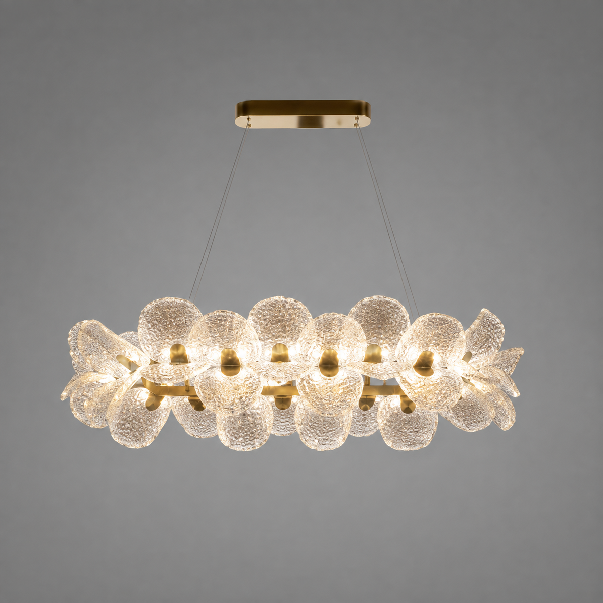 Підвісна люстра золота видовжена L-100 cm Led 120W Gold Flower 260222-100007410