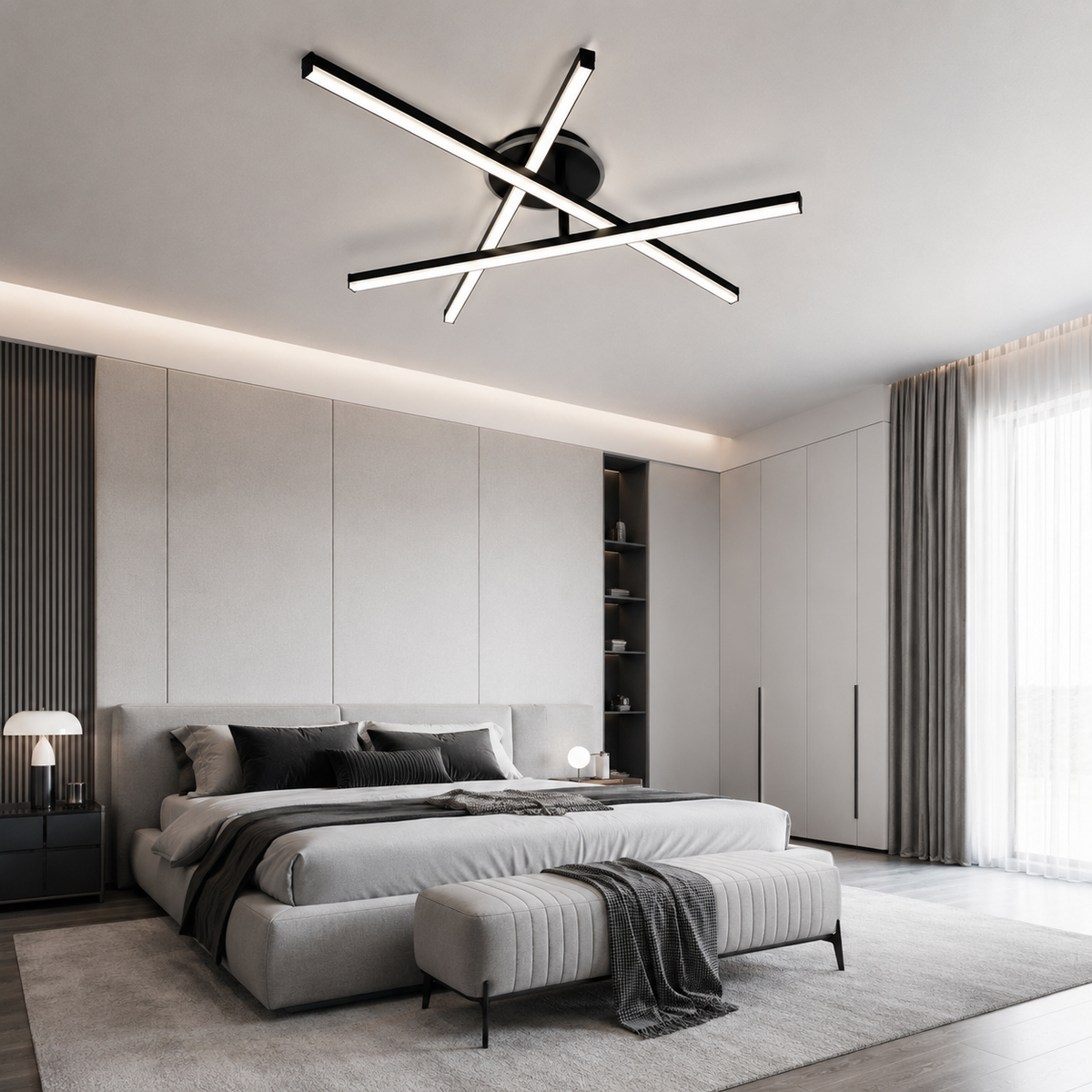 Люстра чорна стельова з пультом D-80 cm Led 55W Black Geometry 260748-100008440