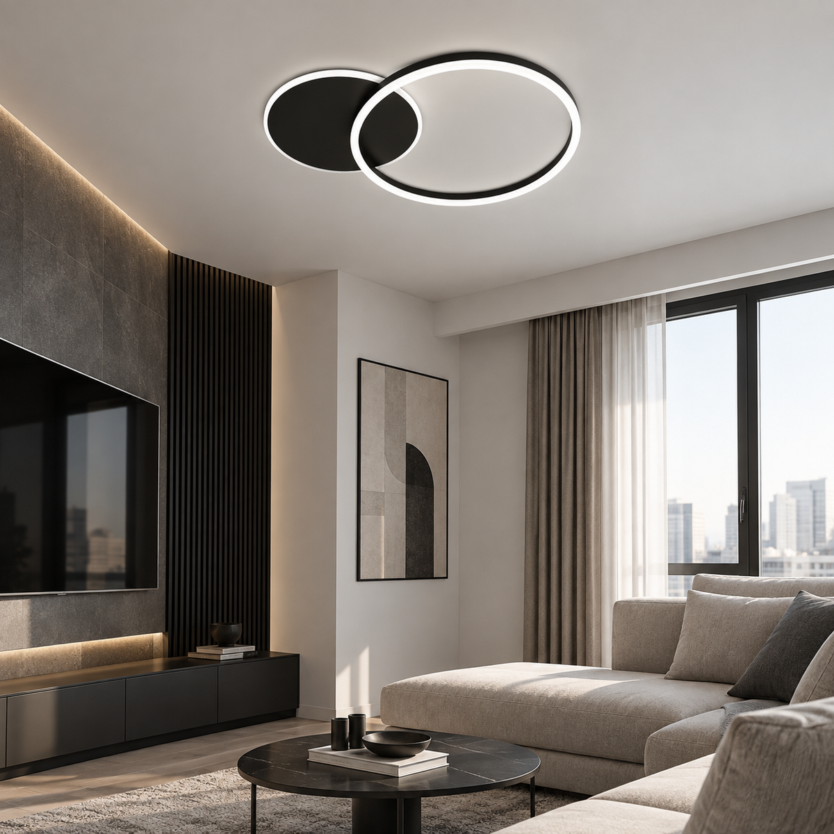 Світильник чорний стельовий H - 5 cm W - 55 cm Led 40W 4000K Black + White Circle Duo 260940-100008934
