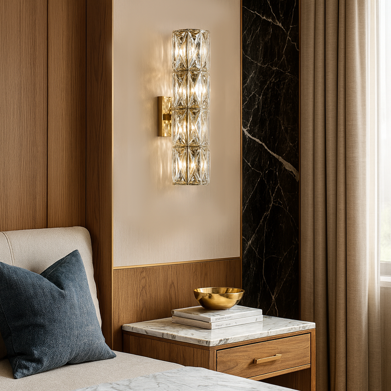 Світильник настінний H-40 cm G4x4 Crystal Shine Gold+Transparent Plane 251176-100006626