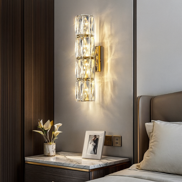 Світильник настінний H-40 cm G4x4 Crystal Shine Gold+Transparent Plane 251176-100006626