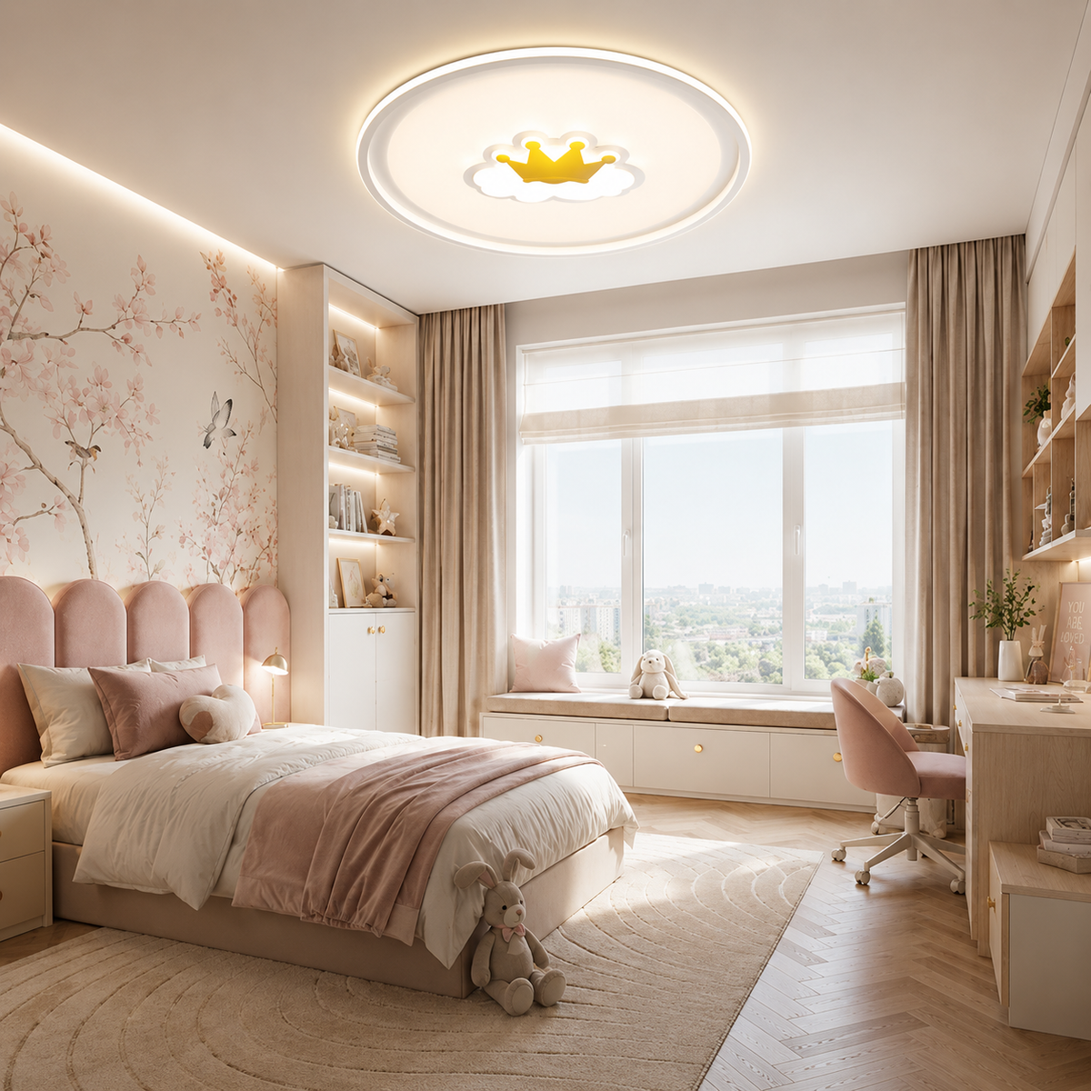 Стельова люстра біла з золотим декором D - 50 cm H - 4,5 cm Led 68W White Circle Deco 260531-100007965