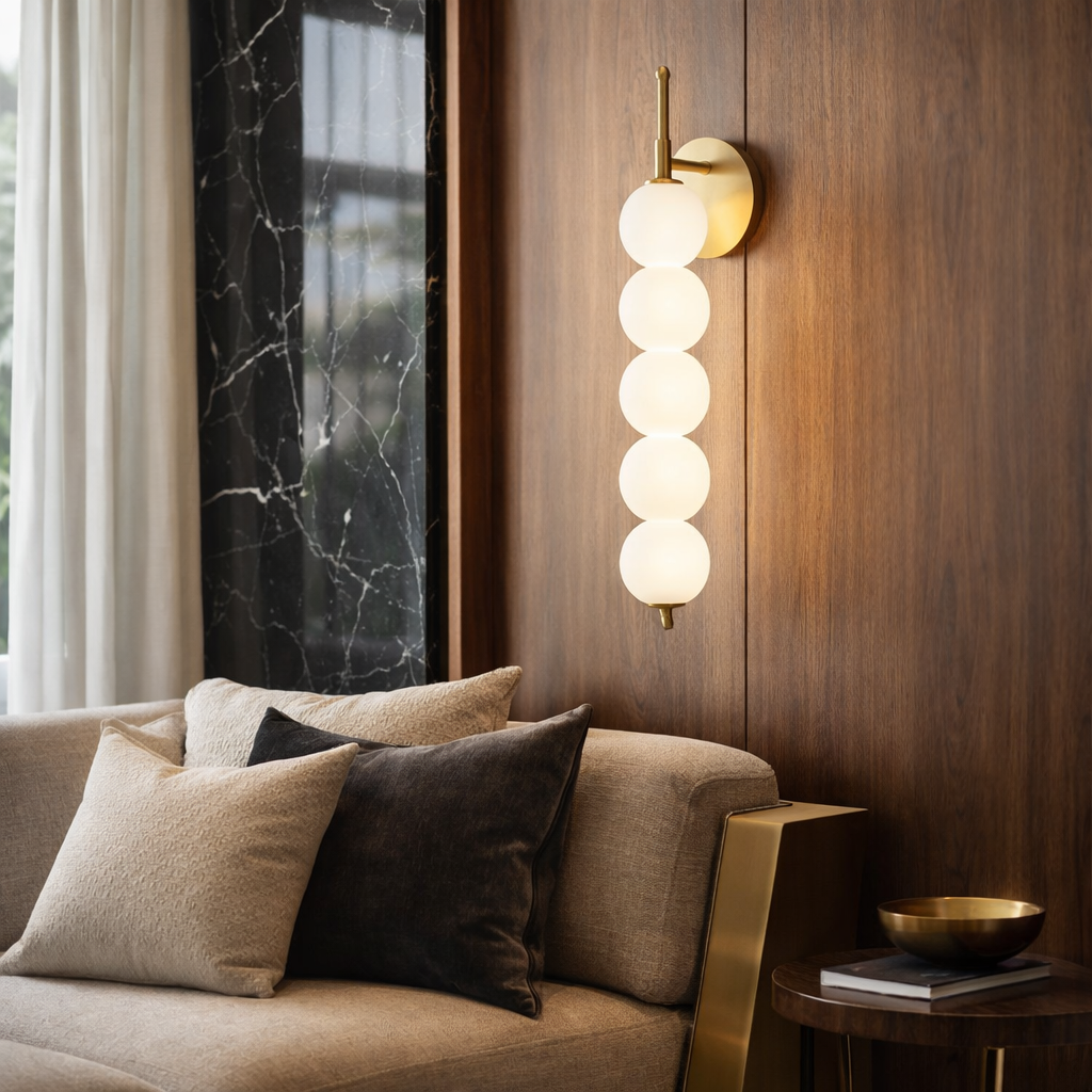 Світильник настінний золотий на 3 / 4 / 5 плафонів куль Led 5W / 6W / 8W Gold + White Bollo Pearls 260458-100007776