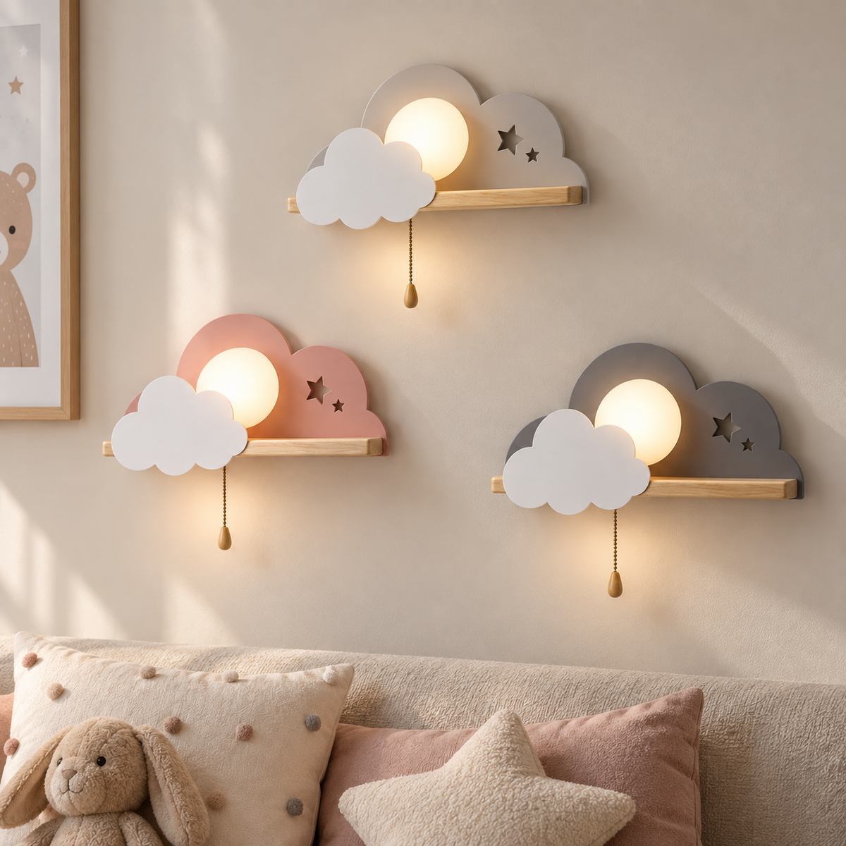 Настінний світильник сірий хмаринка L-45 cm H-21 cm E27 Grey Cloud 260958-100008936