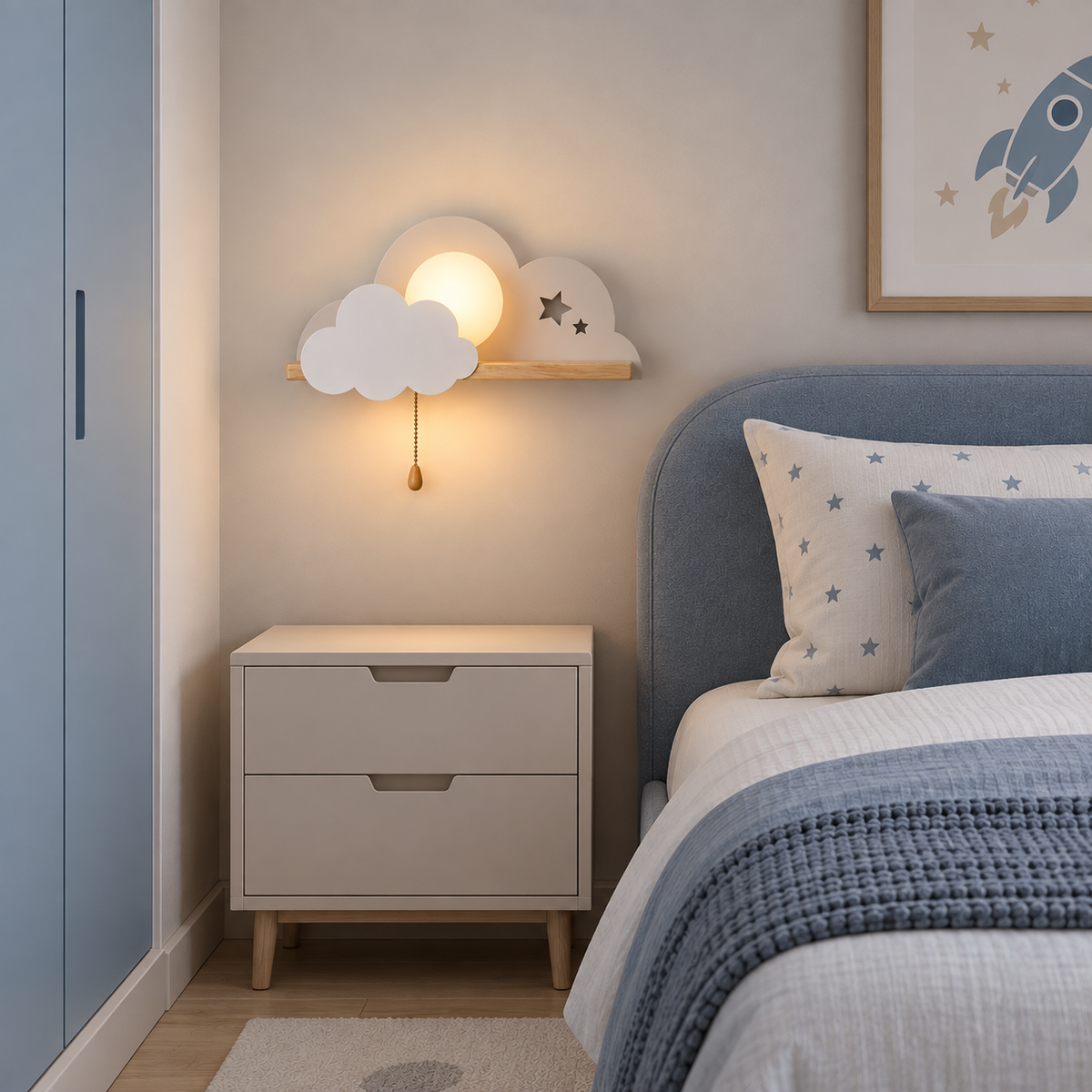 Настінний світильник білий хмаринка L-45 cm H-21 cm E27 White Cloud 260958-100008937