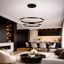 Люстра чорна підвісна з 2 кільцями D-80+60 cm Led 80W 3000К-5000К Black Double Rings 251218-100006918