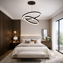 Люстра чорна підвісна з 2 кільцями D-80+60 cm Led 80W 3000К-5000К Black Double Rings 251218-100006918