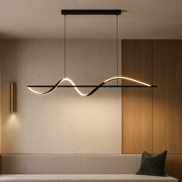Люстра чорна видовжена підвісна L-100 / L-120 cm Led Black Line Wave Hiea Led 16W / 18W 251118-100006504