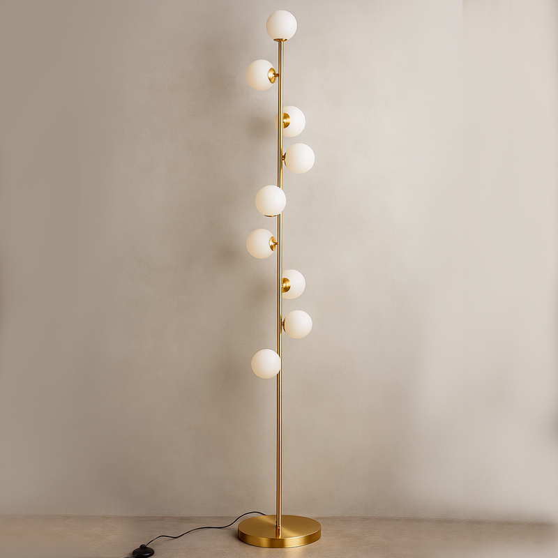 Бронзовий торшер з білими плафонами H-182 cm G9x9 ламп Bronze+White Pearl floor lamp 251131-100006637