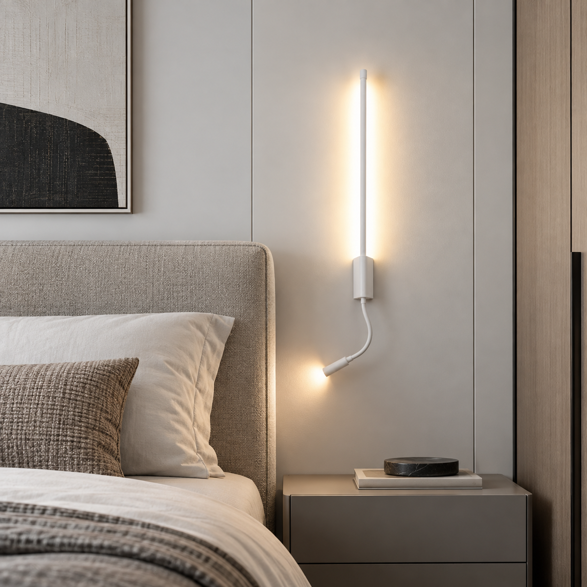 Світильник настінний білий з направленим спотом H - 53 cm / 73 cm / 93 cm Led 6W / 8W / 12W 4000K White Pipe Line Flex 260936-100008940