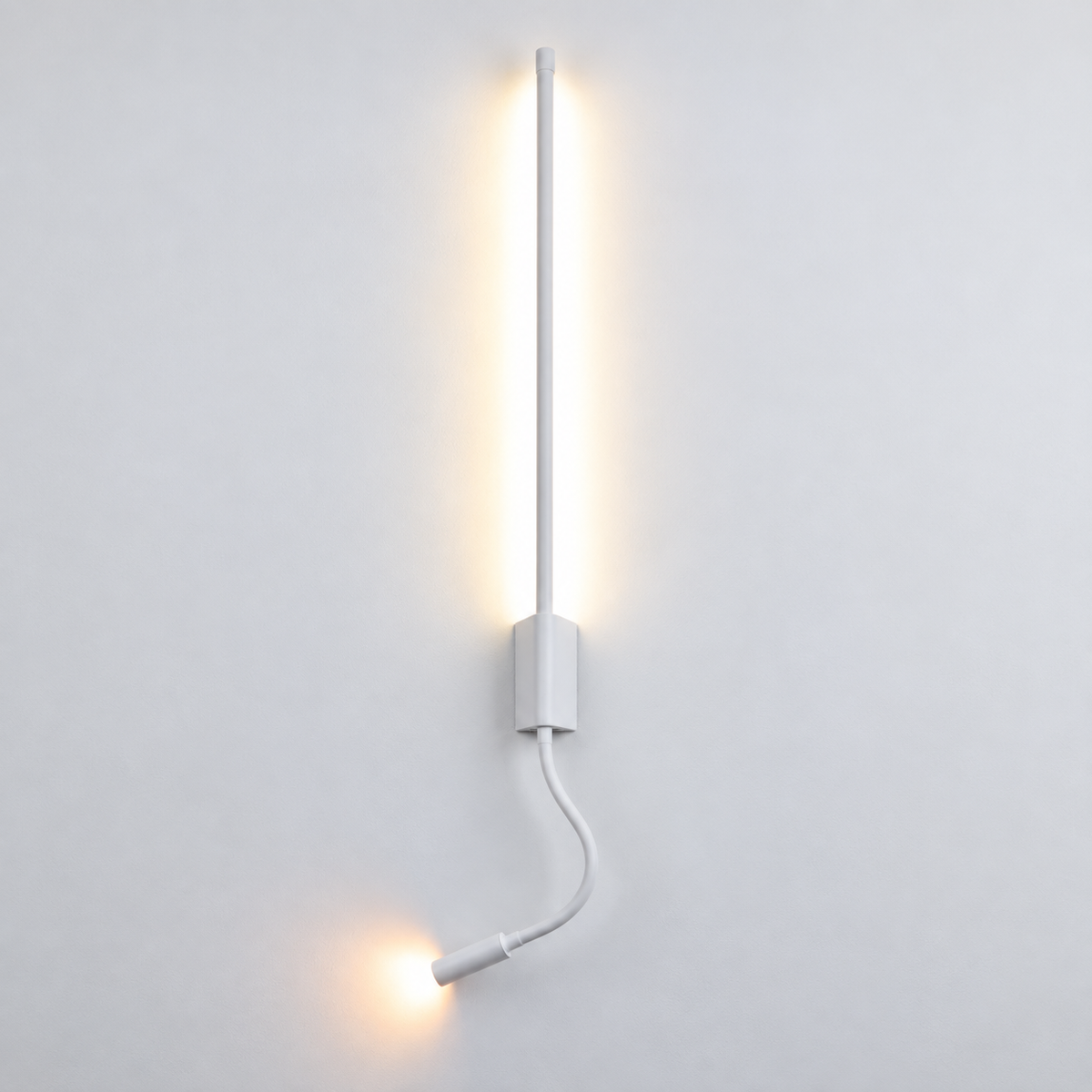 Світильник настінний білий з направленим спотом H - 53 cm / 73 cm / 93 cm Led 6W / 8W / 12W 4000K White Pipe Line Flex 260936-100008940