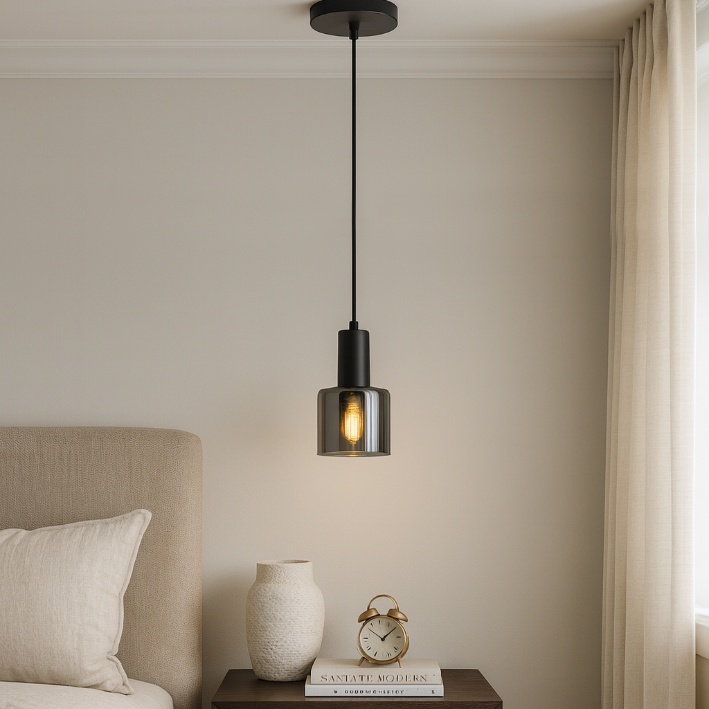 Підвіс чорний з чорним скляним плафоном D-12 cm E27 Black Single Pendant 251034-100006373