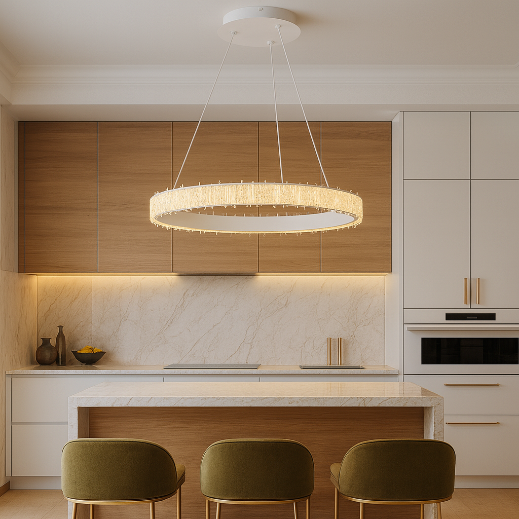 Люстра біла кільцева з рель'єфним плафоном D-60 cm Led 35W White Simple Ice 251235-100006792