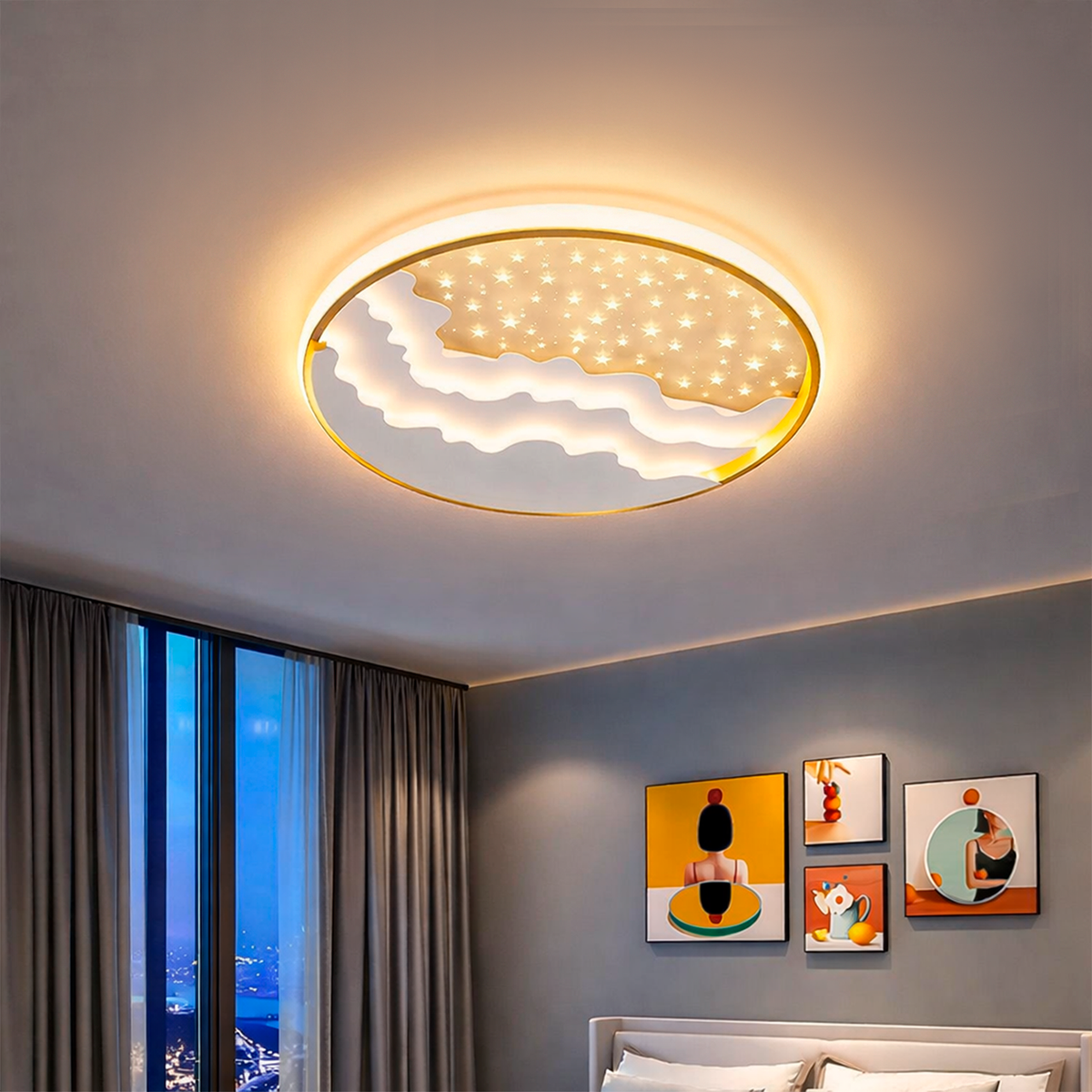 Стельовий світильник із зірочками Stars D-50 cm Led 70W 3000–4500–6000К Gold White Blue Mountain sky 251218-100006919