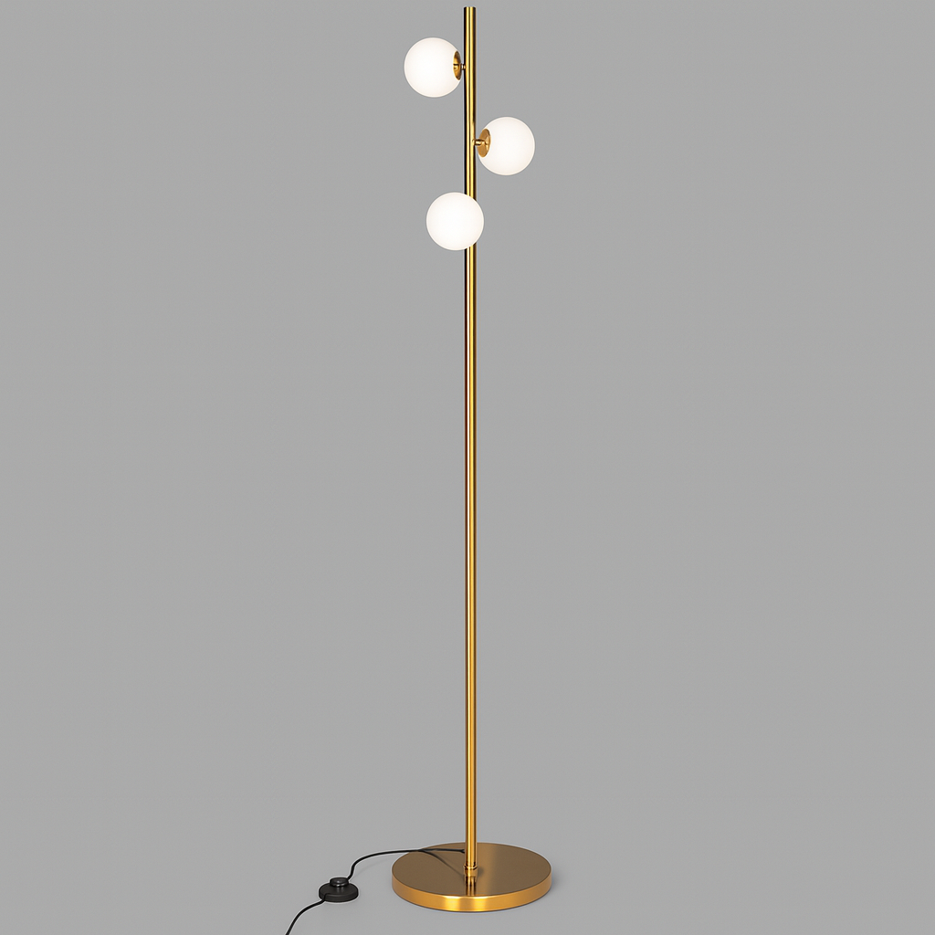 Бронзовий торшер з білими плафонами H-182 cm G9x3 ламп Bronze+White Pearl floor lamp 251131-100006641