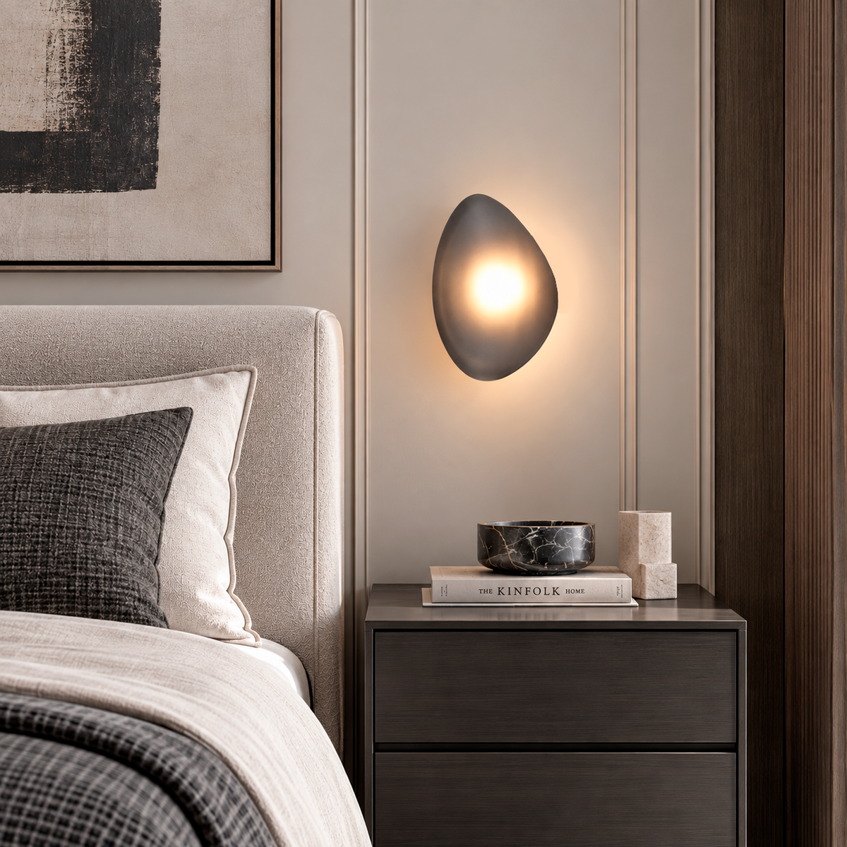 Світильник настінний чорний з димчастим плафоном H-20 cm Led 5W Black + Smoke Rock 260936-100008942