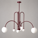 Люстра підвісна винна з 6 круглими плафонами H-85 cm G9x6 Wine Mesh 260777-100008449