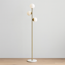 Золотий торшер з білими плафонами H-167 cm Е27x3 лампи Gold + White Pearl floor lamp 251165-100006646