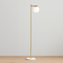 Золотий торшер з білим плафоном H-157 cm Е27 Gold + White Pearl floor lamp 251165-100006647