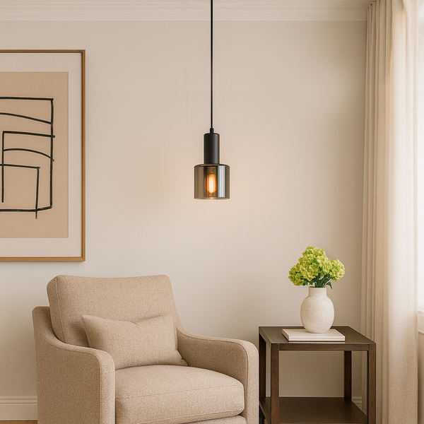 Підвіс чорний з чорним скляним плафоном D-12 cm E27 Black Single Pendant 251034-100006373