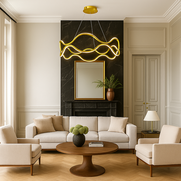 Люстра золота підвісна світлодіодна D-60 cm Led 105W Wave Gold 251188-100006583