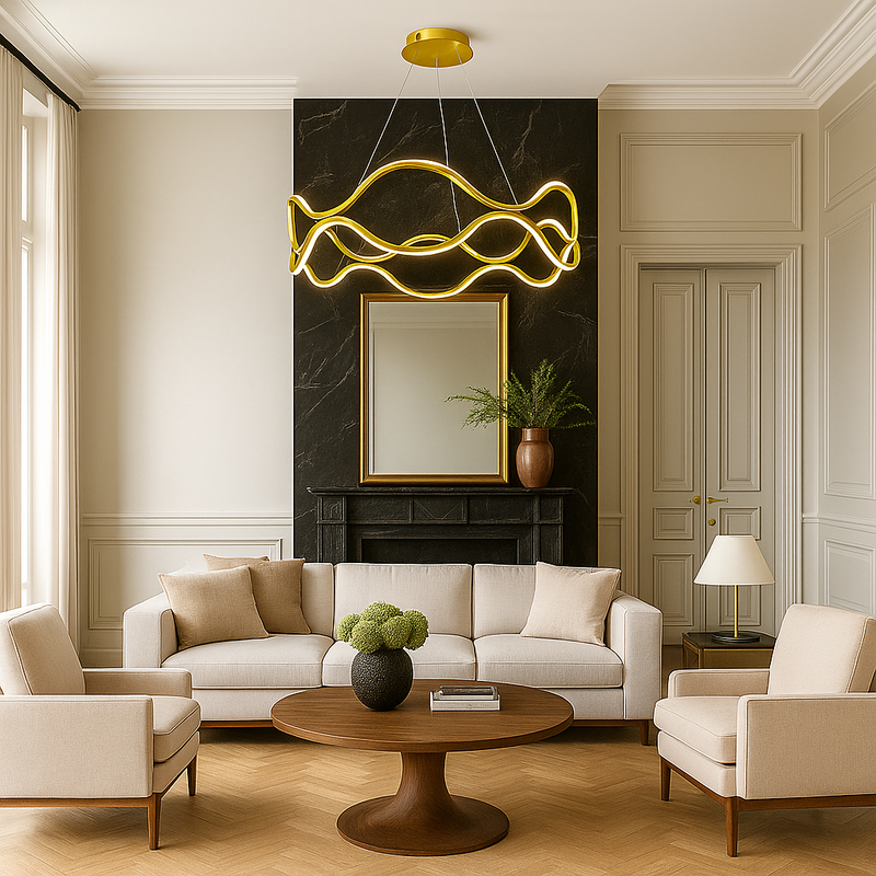 Люстра золота підвісна світлодіодна D-60 cm Led 105W Wave Gold 251188-100006583