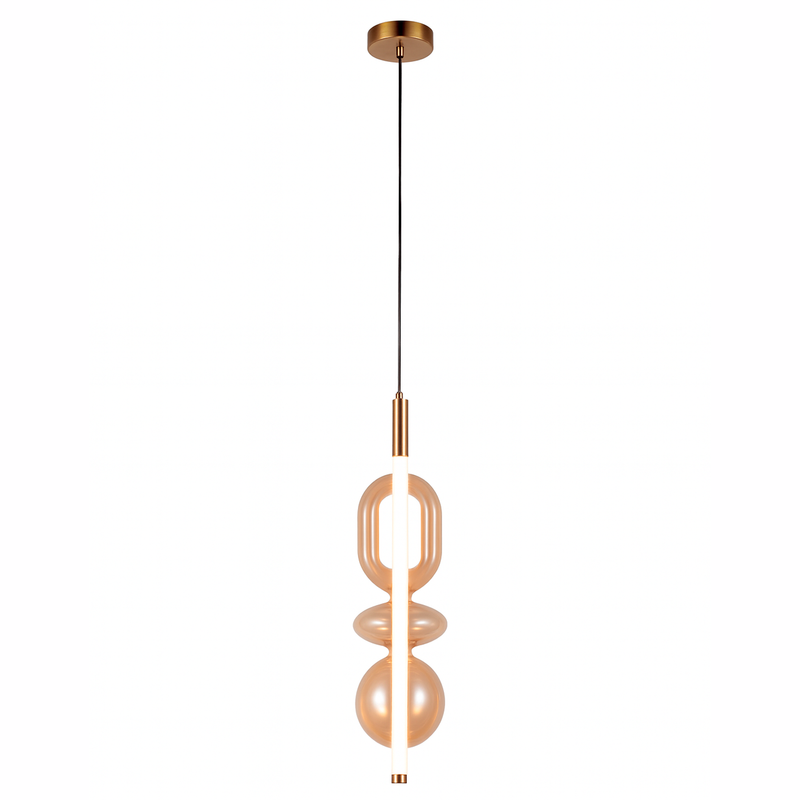 Підвісний світильник золотий з бежевим прозорим плафоном H-60 cm Led 10W Beige clear Colours 250931-100006128