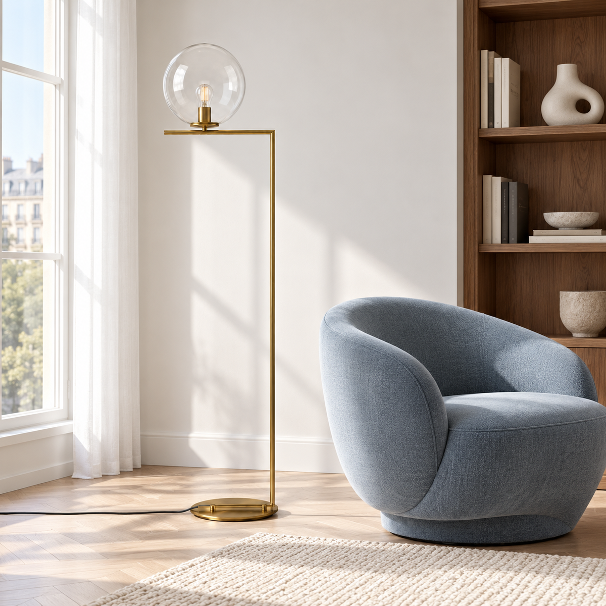 Підлоговий торшер золотий H-162 cm E27 Gold+Clear Bollo 261077-100009115