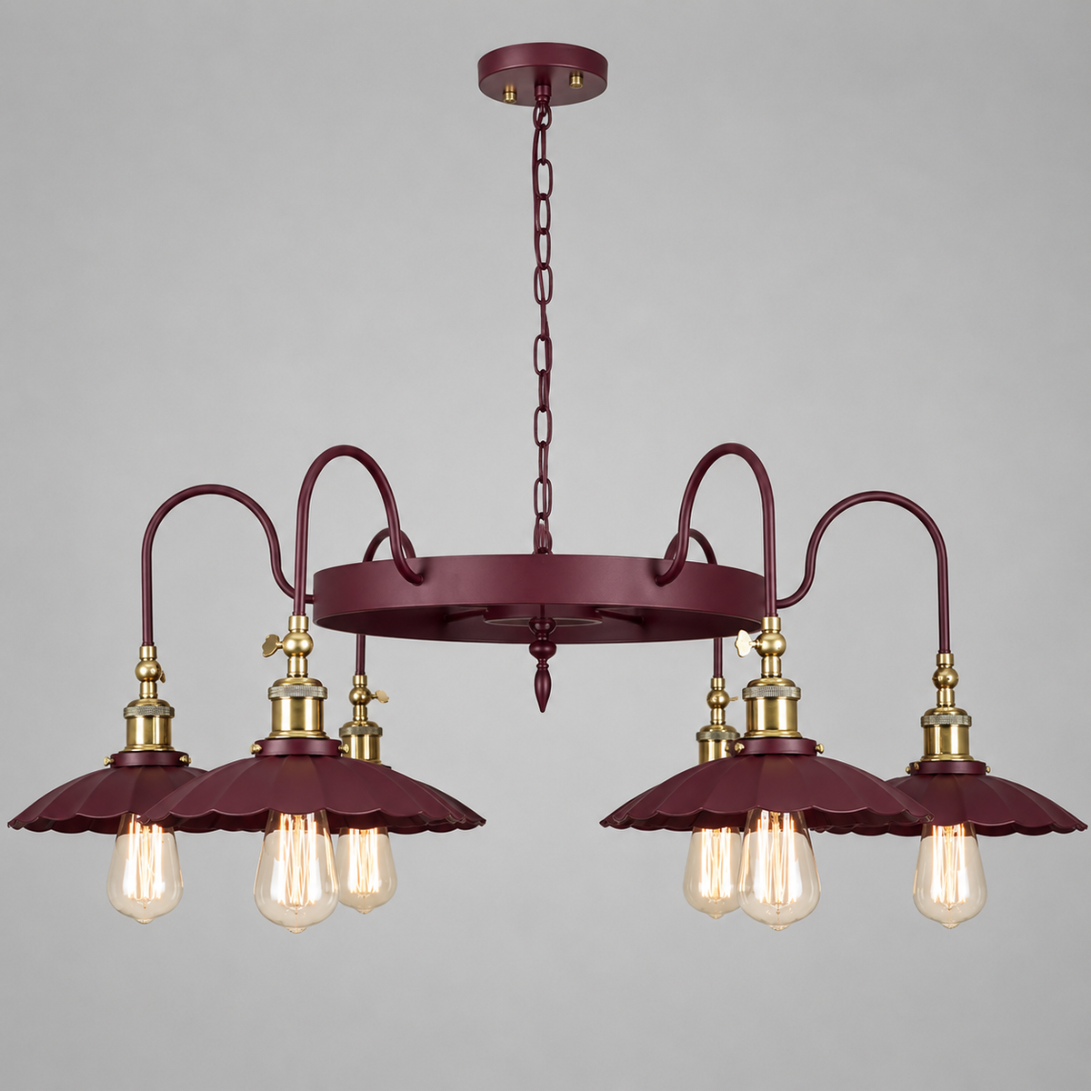 Люстра підвісна винна на 6 плафонів D-100 cm E27x6 Wine Cobo 260777-100008451