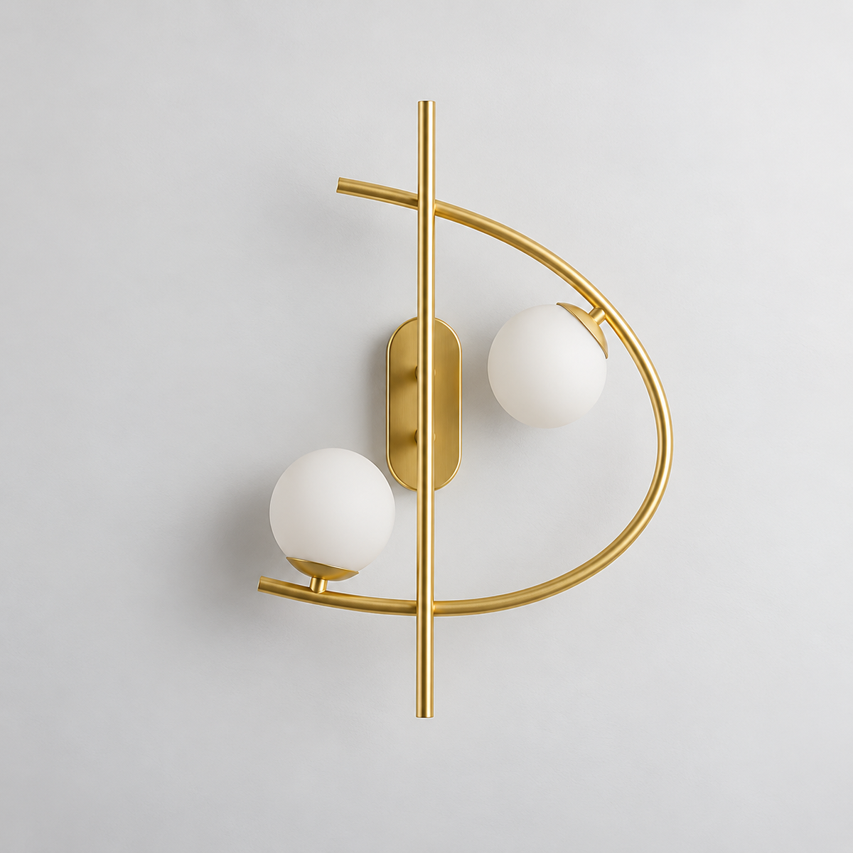 Настінний світильник золотий з білимим кулями H- 48 cm G9x2 Left / Right Gold + White Half Moon 220819-100000962