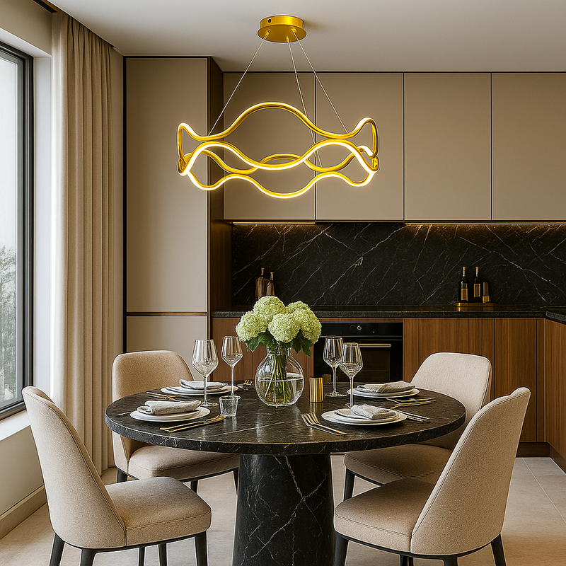 Люстра золота підвісна світлодіодна D-60 cm Led 105W Wave Gold 251188-100006583