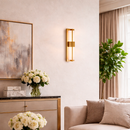 Настінний світильник золотий з прямокутним плафоном з мармуру H-48 cm Led 16W Gold+White Marble Unit 260319-100007691