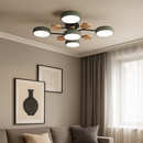 Люстра з дерева сіра / зелена D-75 cm H-17 cm 60W Led 4100К Grey/Green Wooden Ceiling 230958-100002589