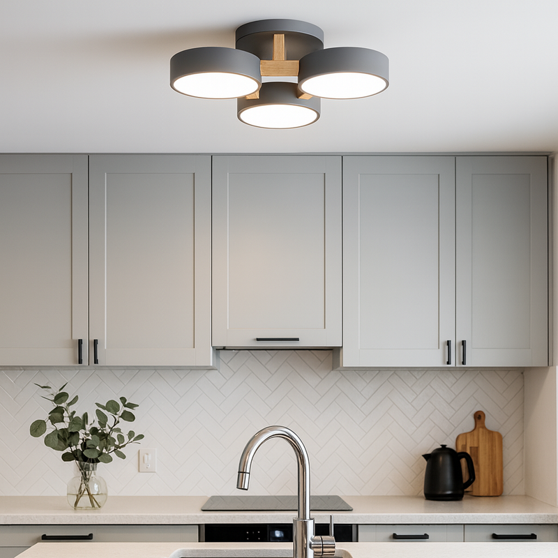 Люстра стельова світлодіодна зелений / білий / сірий з дерева Green / White / Grey Wooden 3 230758-100002389