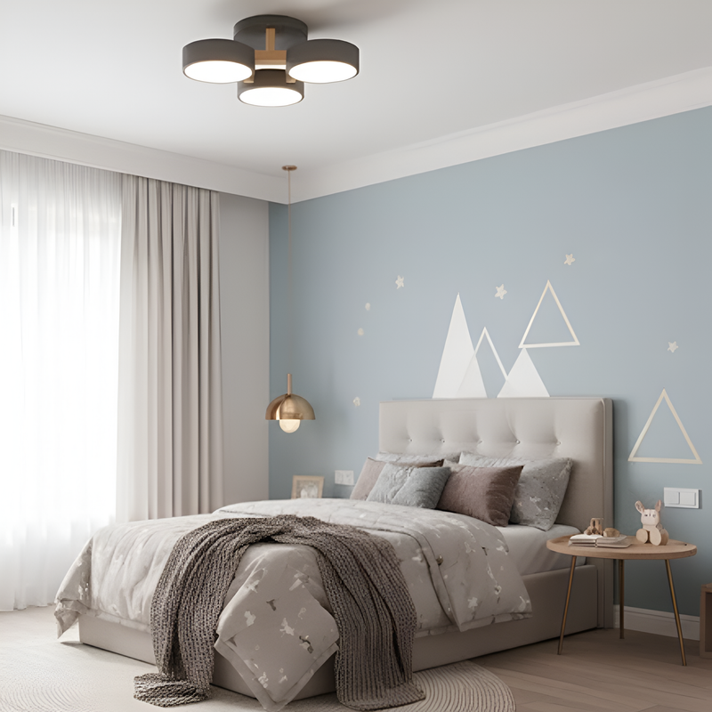 Люстра стельова світлодіодна зелений / білий / сірий з дерева Green / White / Grey Wooden 3 230758-100002389