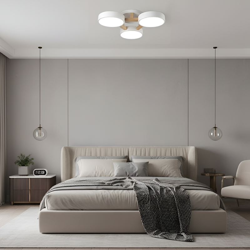 Люстра стельова світлодіодна зелений / білий / сірий з дерева Green / White / Grey Wooden 3 230758-100002389